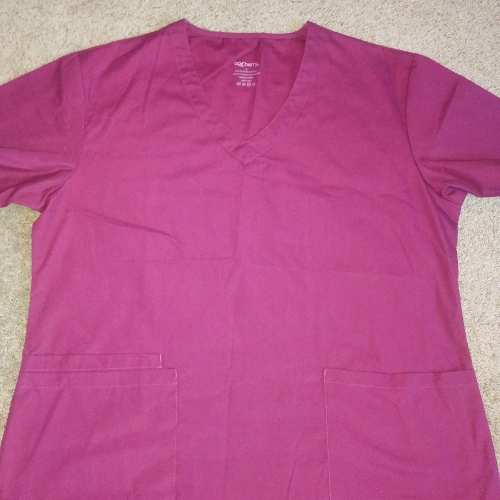NWOT QQ Cherry Scrubs top
